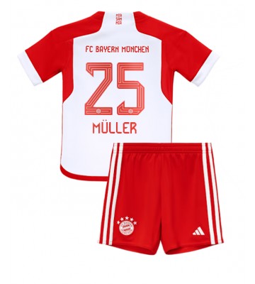 Bayern Munich Thomas Muller #25 Replica Home Stadium Kit for Kids 2023-24 Short Sleeve (+ pants)